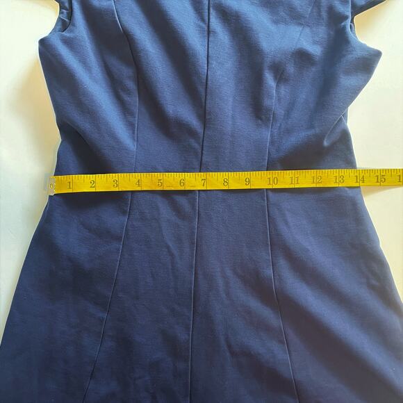 Shoshanna Navy Fit & Flare Dress Womens XS Blue Cap Sleeve Minimalist Capsule - Picture 7 of 9